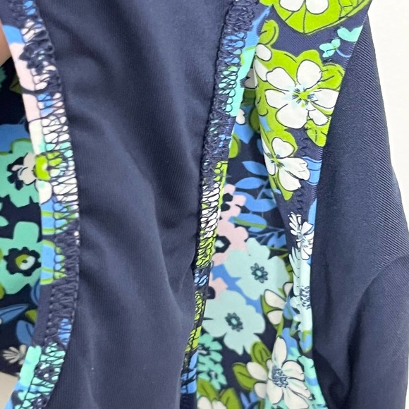 Aerie Bikini Set, Size Medium Navy Floral Scoop Neck High Waist - Picture 9 of 9